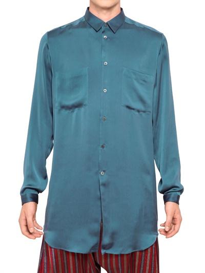 Foto damir doma camisa larga se seda satén con bolsillos frontales