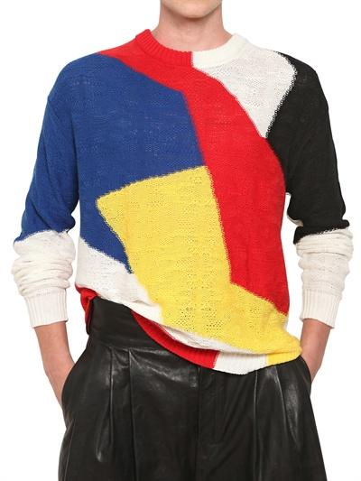 Foto damir doma suéter de algodón tejido intarsia multicolor