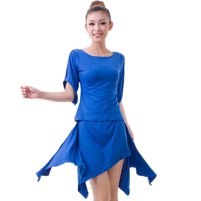 Foto Dancewear manga precioso mitad viscosa Latin Dance Top y Falda Trajes Para Señoras Más colores