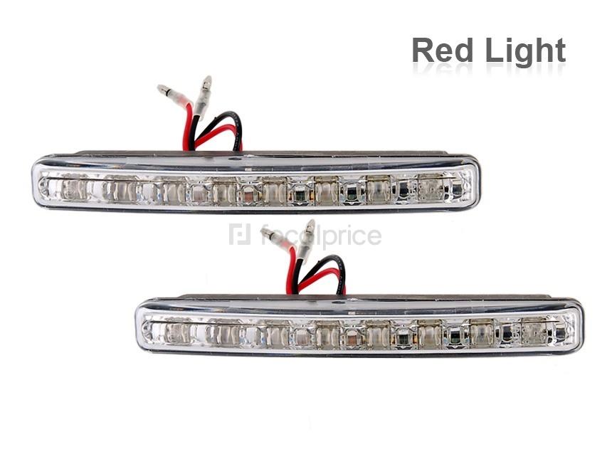 Foto DC 12V 8-LED de la luz roja de luces diurnas (Blanco)