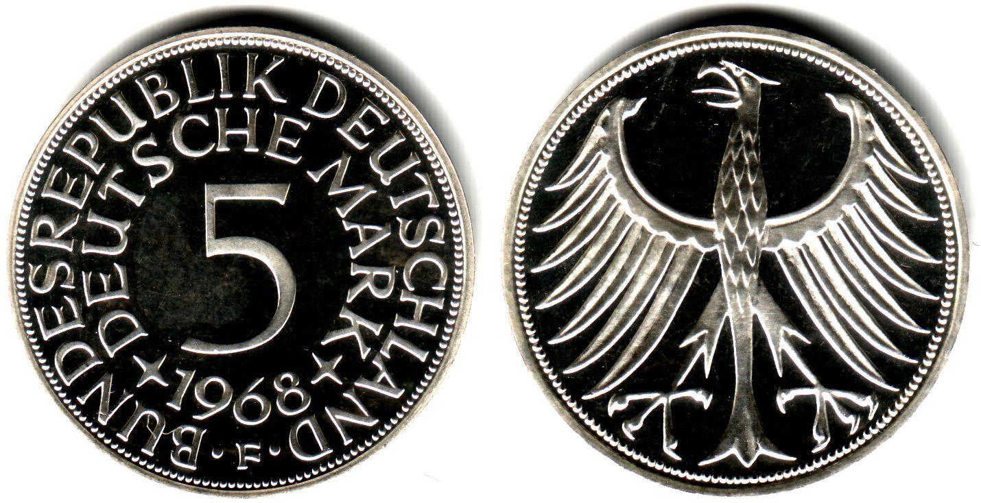 Foto Ddeutschland 5 Mark 1968 F