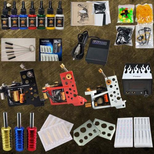 Foto De alta calidad kit de tatuaje profesional con 3 m quinas de tatuaje y fuente de alimentaci n del tatuaje (7 tinta de color )