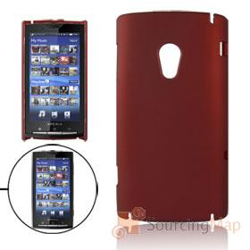 Foto de color rojo oscuro de goma protector de plástico duro caso para Sony Ericsson x10