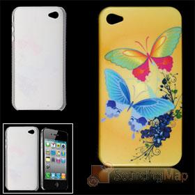 Foto de plástico duro dos mariposas impresa silicona para el iPhone 4 4g