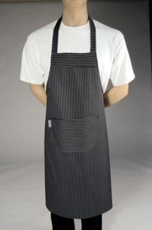 Foto Delantal chaud devant con peto negro raya fina blanca