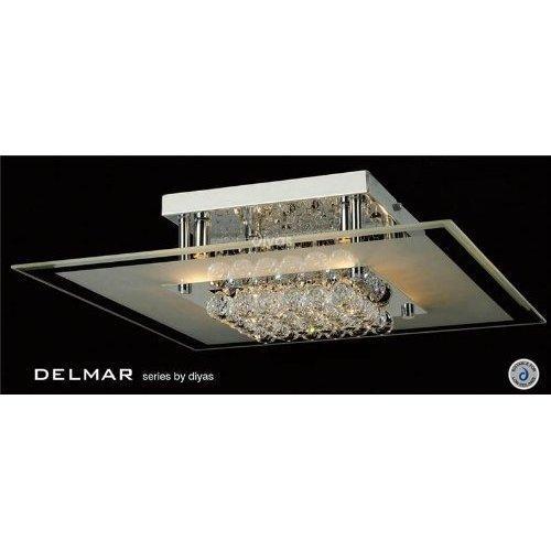 Foto Delmar Flush Square 6 Light Gold Finish/Crystal