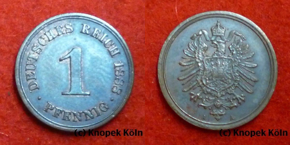 Foto Deutsches Kaiserreich 1 Pfennig 1888 A