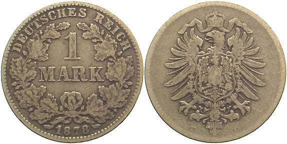 Foto Deutsches Kaiserreich 1871-1918 1 Mark 1878 E