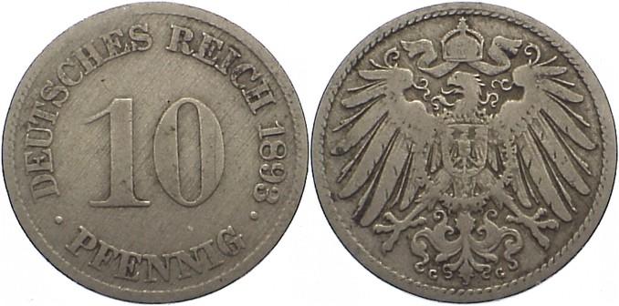 Foto Deutsches Kaiserreich 1871-1918 10 Pfennig 1893 G