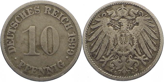 Foto Deutsches Kaiserreich 1871-1918 10 Pfennig 1899 G