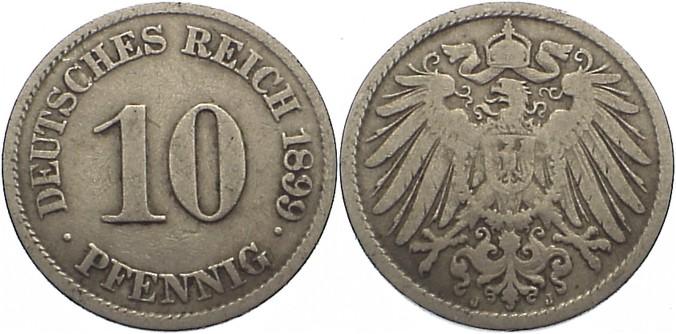 Foto Deutsches Kaiserreich 1871-1918 10 Pfennig 1899 J