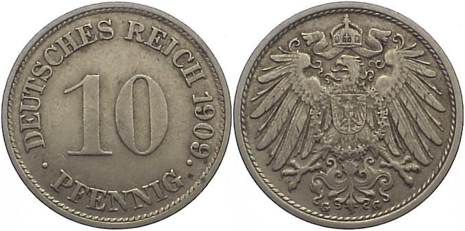 Foto Deutsches Kaiserreich 1871-1918 10 Pfennig 1909 G