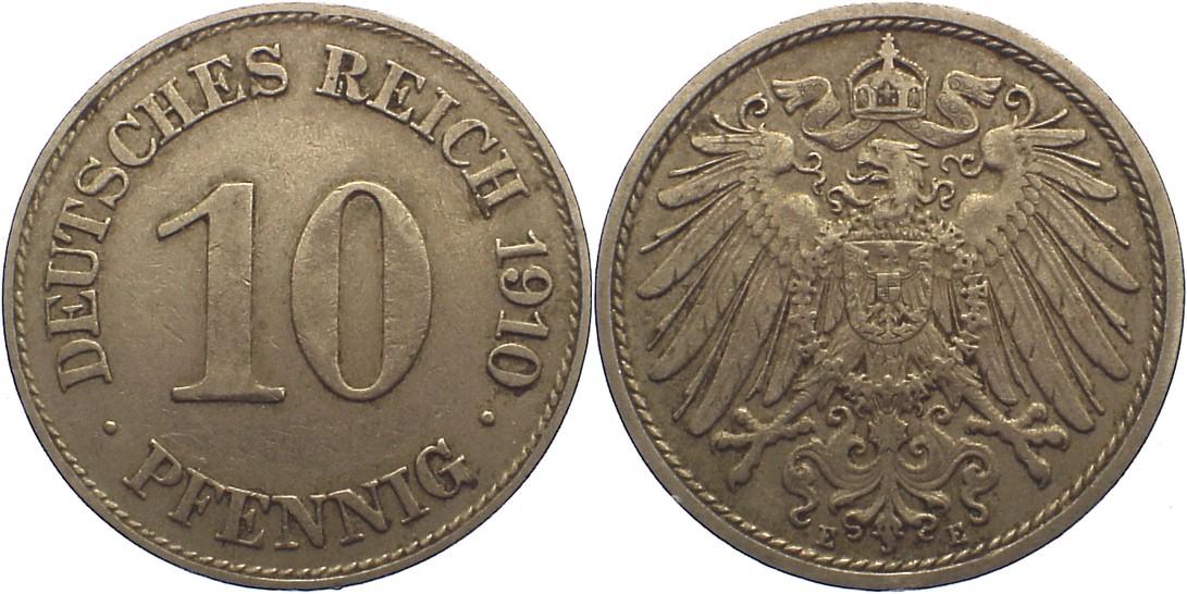 Foto Deutsches Kaiserreich 1871-1918 10 Pfennig 1910 E