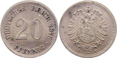 Foto Deutsches Kaiserreich 1871-1918 20 Pfennig 1876 F