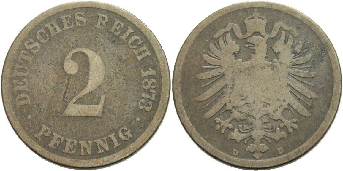 Foto Deutsches Kaiserreich 2 Pfennig 1873