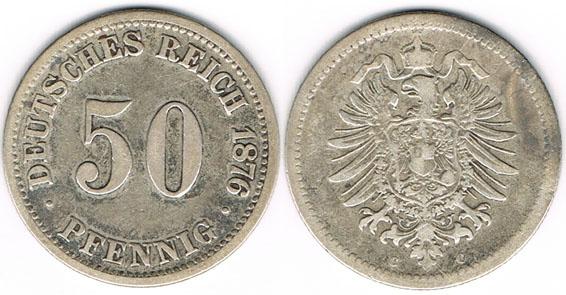 Foto Deutsches Kaiserreich 50 Pfennig 1876