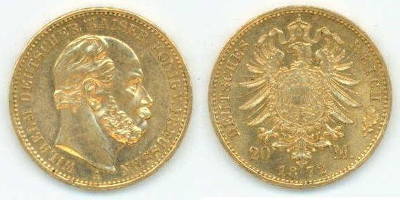 Foto Deutsches Kaiserreich, Preußen 20 Mark 1872 A
