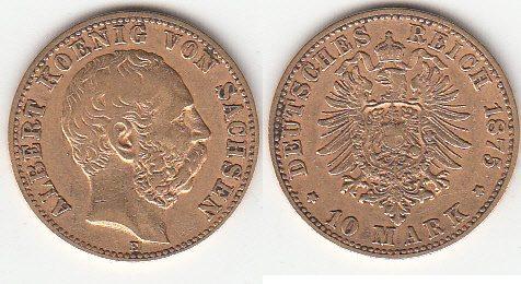 Foto Deutsches Kaiserreich, Sachsen 10 Mark 1875 E