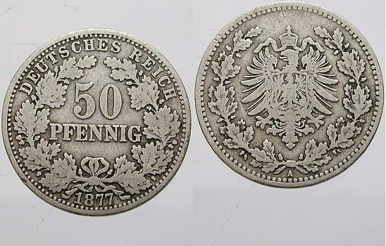 Foto Deutsches Reich 50 Pfennig 1877 A