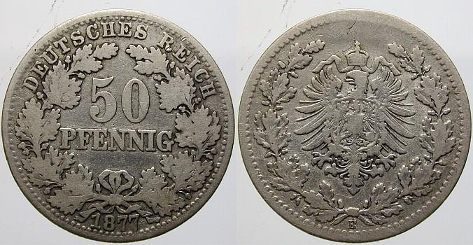 Foto Deutsches Reich 50 Pfennig 1877 E