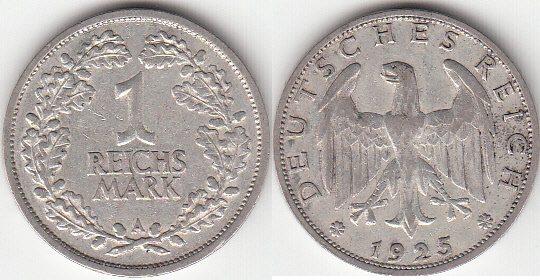 Foto Deutsches Reich, Weimarer Republik 1 Mark 1925 A
