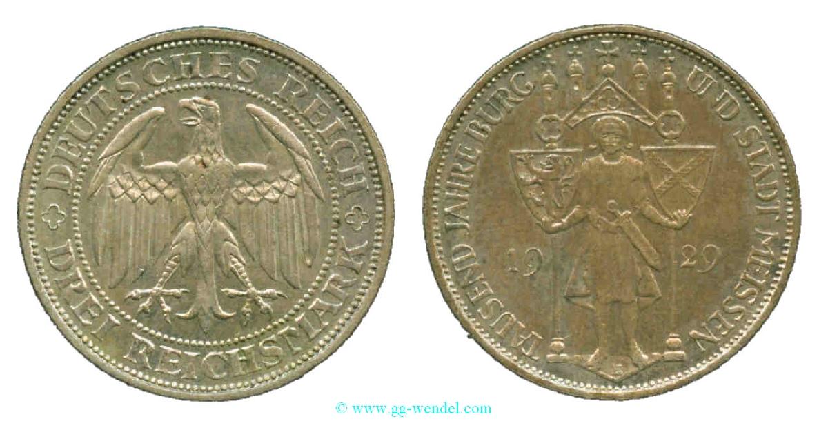 Foto Deutschland ab 1871 3 Reichsmark 1929