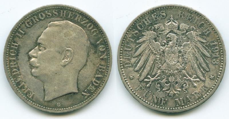 Foto Deutschland ab 1871 5 Mark 1913