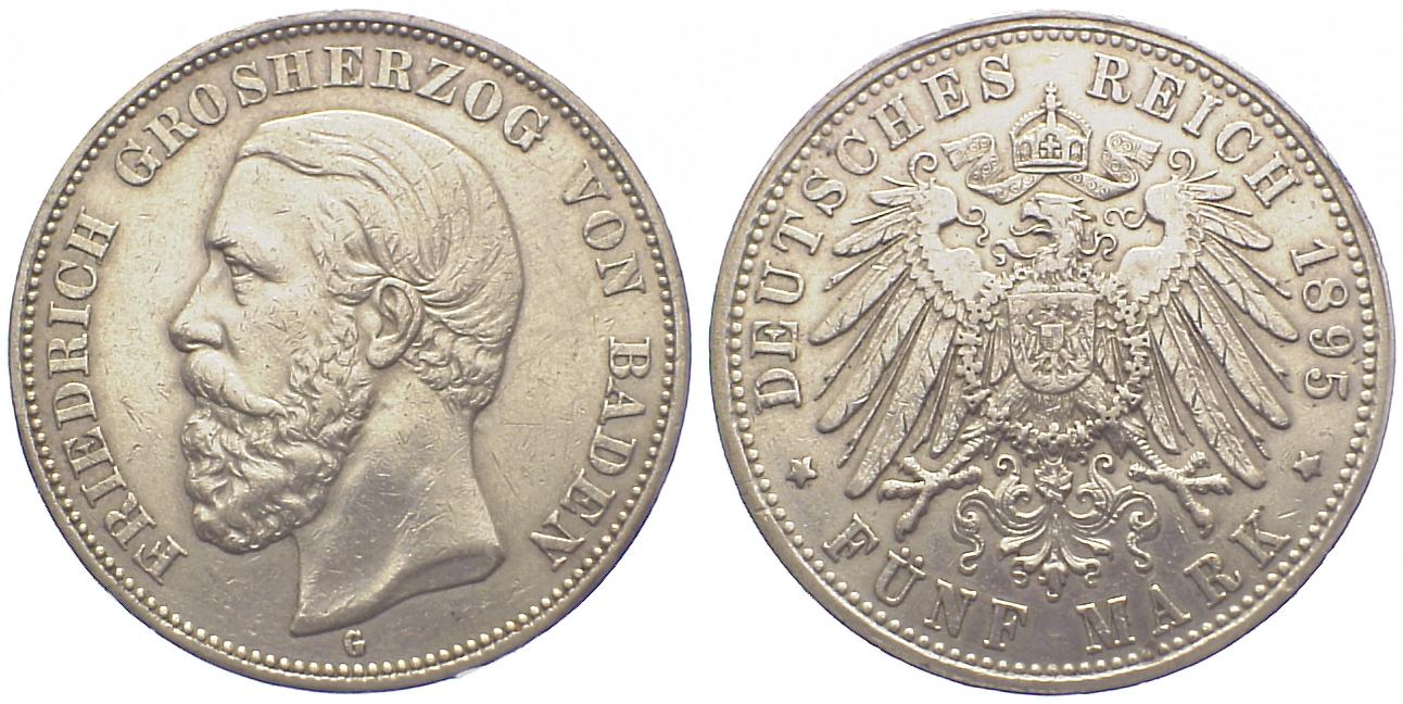 Foto Deutschland Baden 5 Mark 1895 G