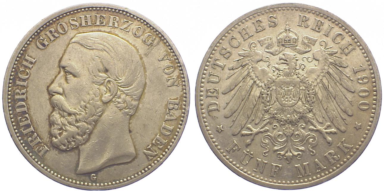 Foto Deutschland Baden 5 Mark 1900 G