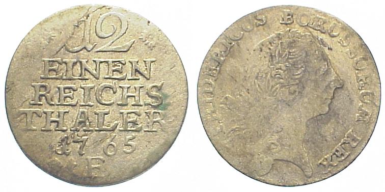 Foto Deutschland Brandenburg-Preußen 1/12 Taler 1765 E