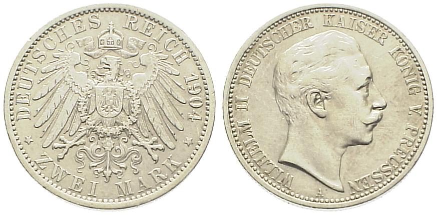 Foto Deutschland Brandenburg-Preußen 2 Mark 1904 A