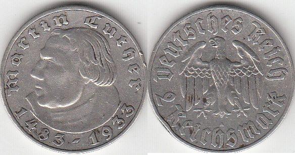 Foto Deutschland, Drittes Reich 2 Reichsmark 1933 A