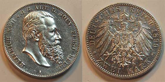 Foto Deutschland / Kaiserreich / Reuss 2 Mark 1899