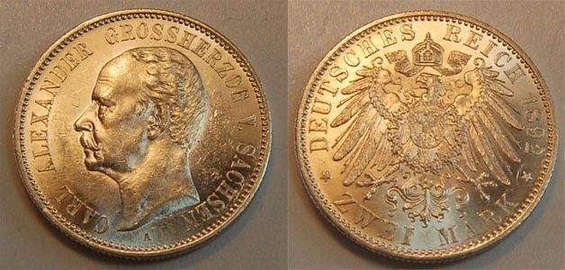 Foto Deutschland / Sachsen-Weimar-Eisenach 2 Mark 1892
