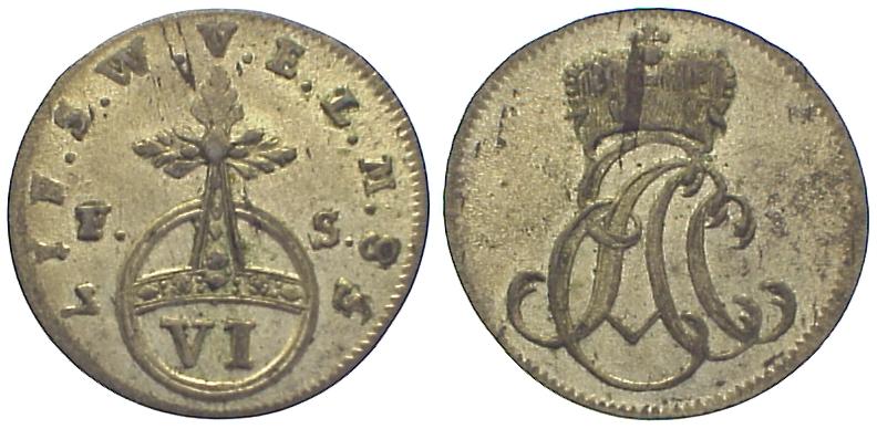 Foto Deutschland Sachsen-Weimar-Eisenach 6 Pfennig 1758 Fs