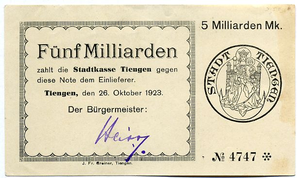 Foto Deutschland/Baden 5 Milliarden 26 10 1923