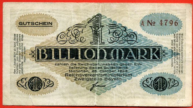 Foto Deutschland/Bayern 1 Billionen Mark 26 10 1923