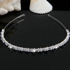 Foto diadema bañado de plata cristal diamantes novia boda brillante