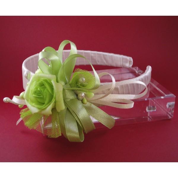 Foto Diadema beige flor verde