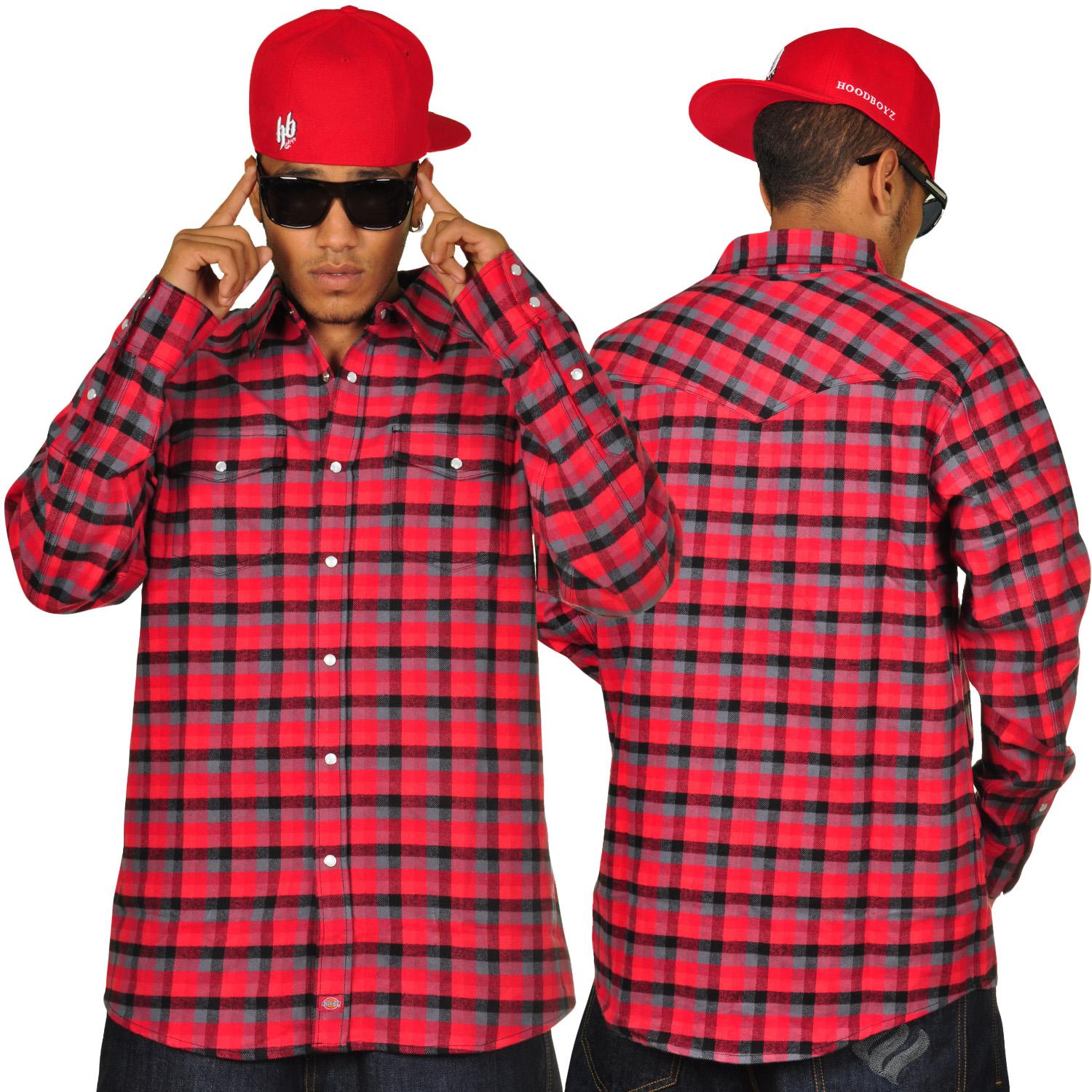 Foto Dickies Freeport Camisas Rojo Negro