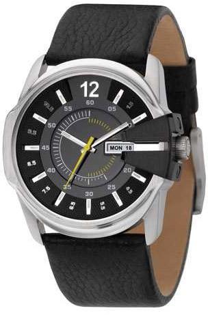 Foto Diesel Mens Analog Stainless Watch - Black Leather Strap - Black Dial - DZ1295