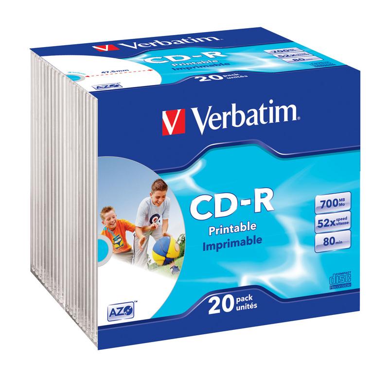 Foto Disco Verbatim CD-R 80 Slim Case 52x Speed, photo printable