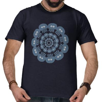 Foto Diseño circular de las medusas azules enrrolladas T-shirts