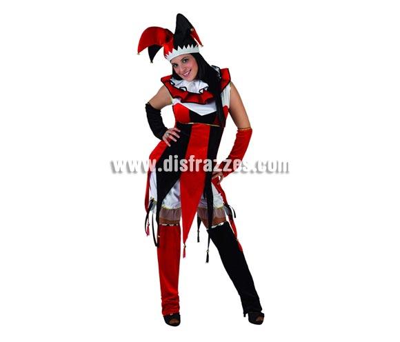Foto Disfraz de Bufón rojo y negro para mujer talla M-L