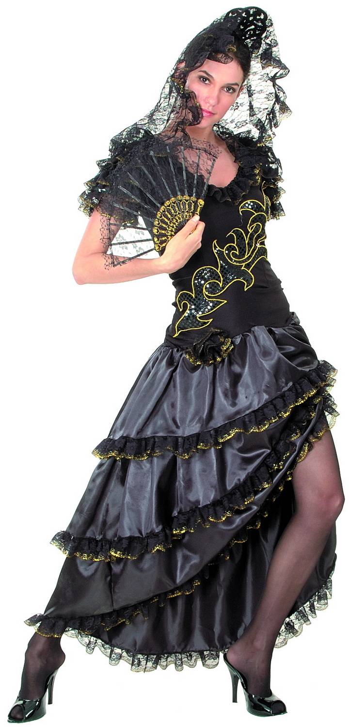Foto Disfraz de flamenca negro y dorado