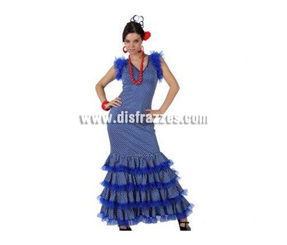 Foto Disfraz Flamenca azul con lunar blanco mujer M-L