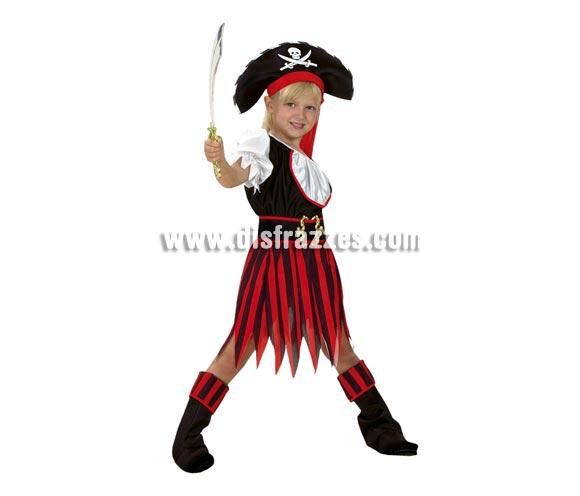 Foto Disfraz Pirata Niña Rojo y Negro 10-12 años niña