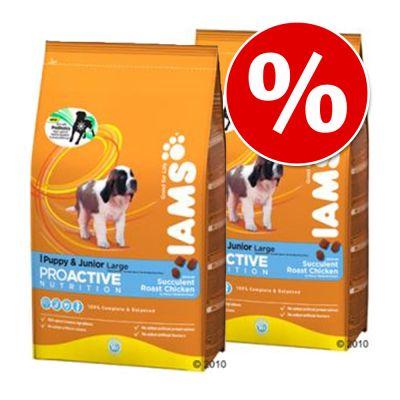 Foto Doble pack: IAMS 2 x 15 kg - Puppy & Junior pienso para cachorros 2 x 15 kg