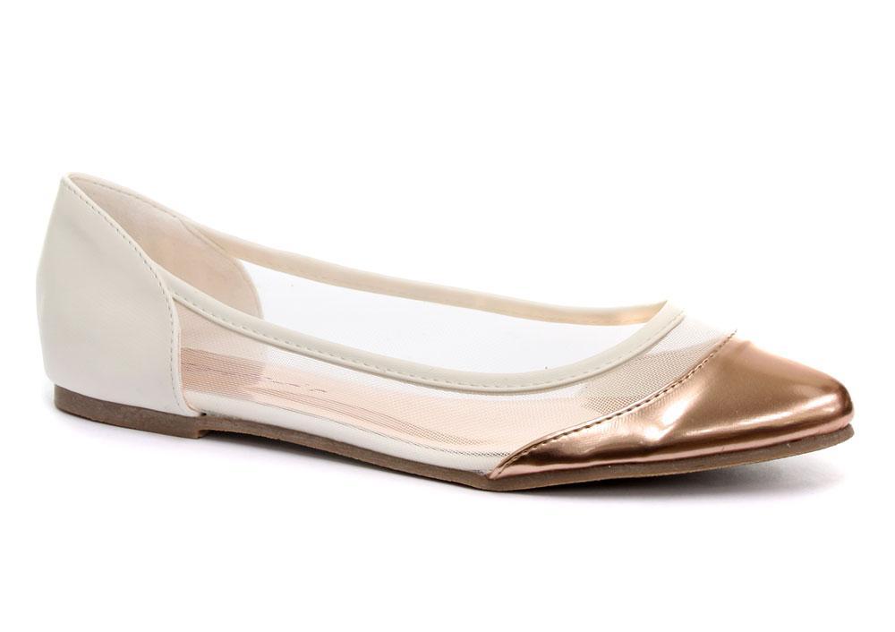 Foto Dolcis Gold Toe Mesh Ballet Pumps Womens Slip On Flat Shoes