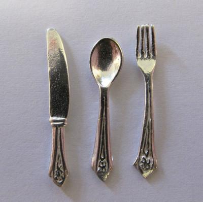 Foto Dollhouse 12 Pcs Sterling Silver Cutlery Miniature Set / 12 Cubiertos Miniatura